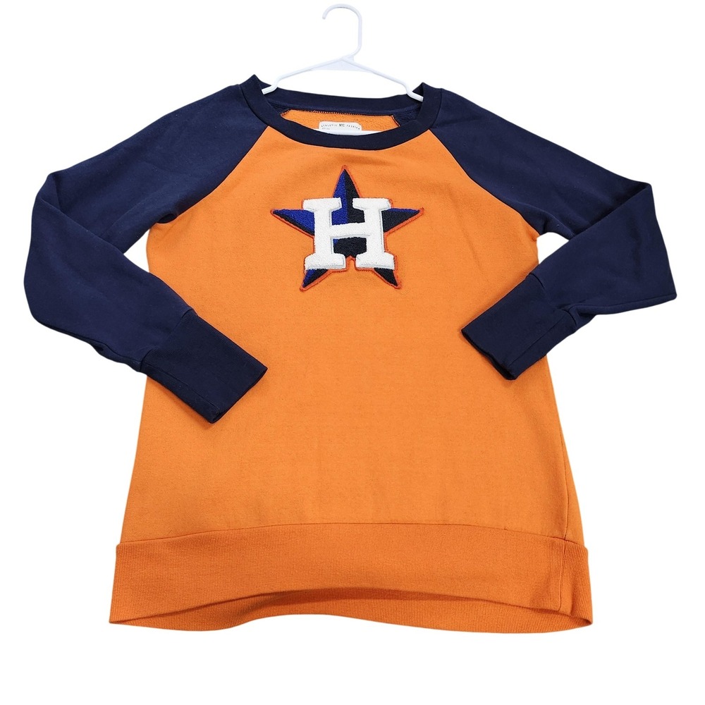 Houston Astros Sweatshirt Womens M Orange Navy MLB Baseball G-III 4Her Raglan